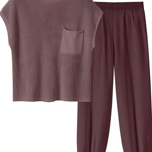 Mauve Knit Top and Pants Set
